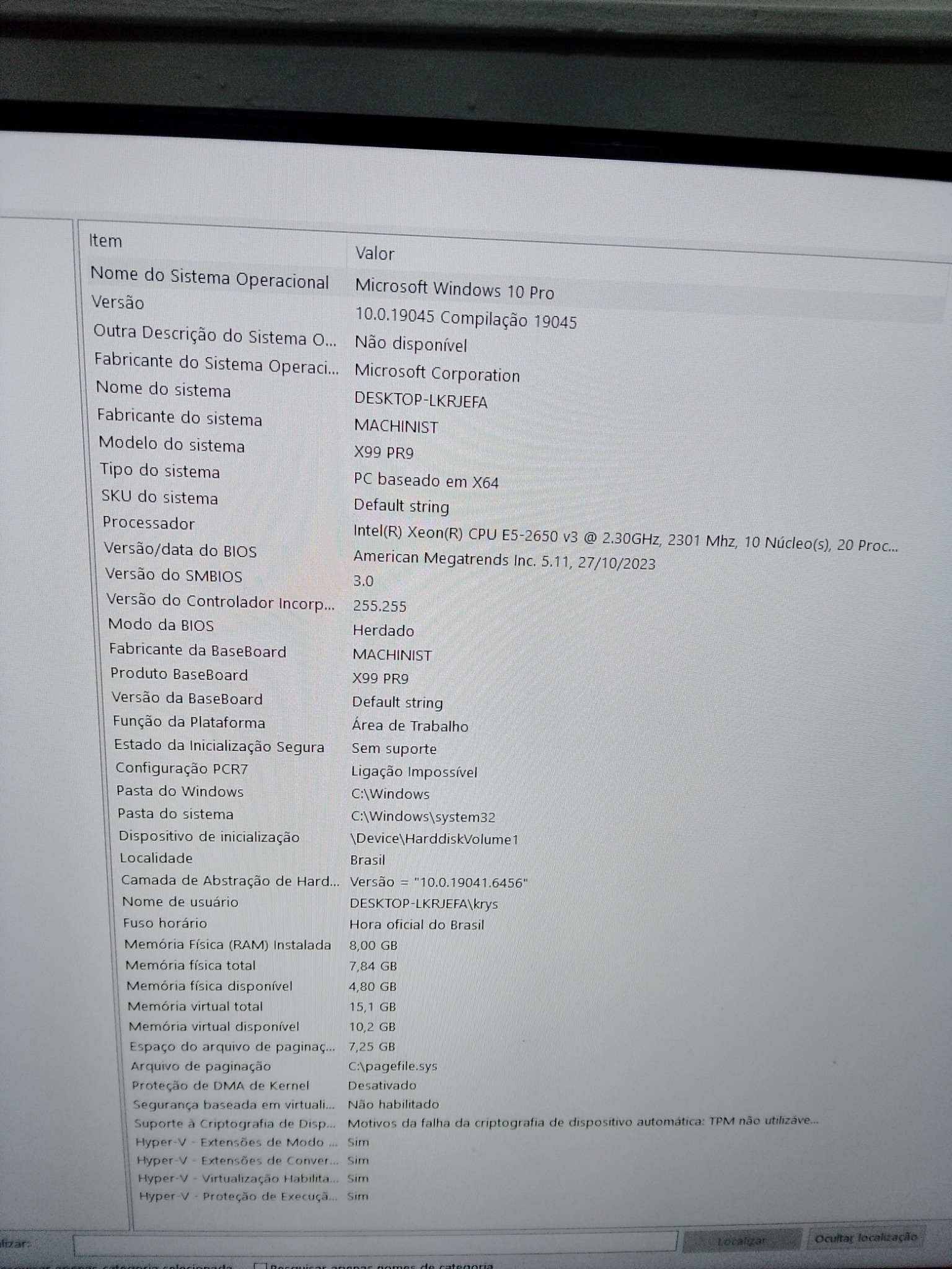 Configurações do PC